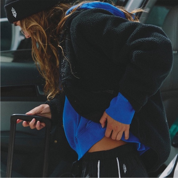 Free People X Free People Movement Hit The Slopes Black Fleece Jacket Size Small - Picture 4 of 14
